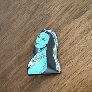 GITD Lily Munster Elegant Black and Blue Enamel Brooch